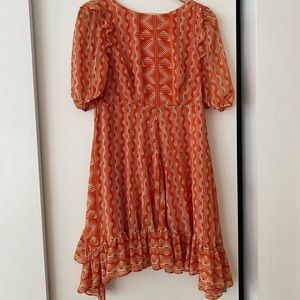 Orange and cream 60s pattern dress